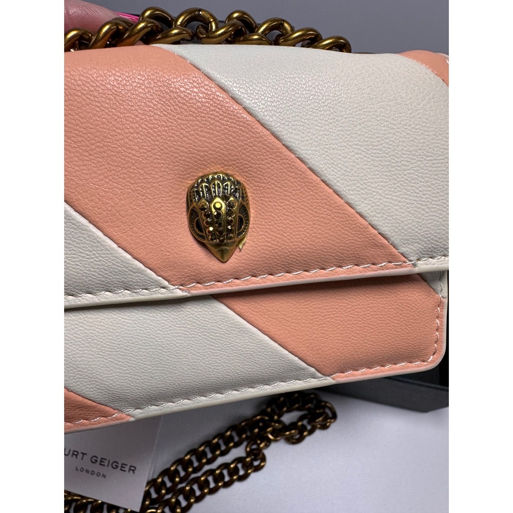 Kurt Geiger London Micro Kensington Leather Crossbody Bag Peach Cream NWOT - Picture 5 of 8